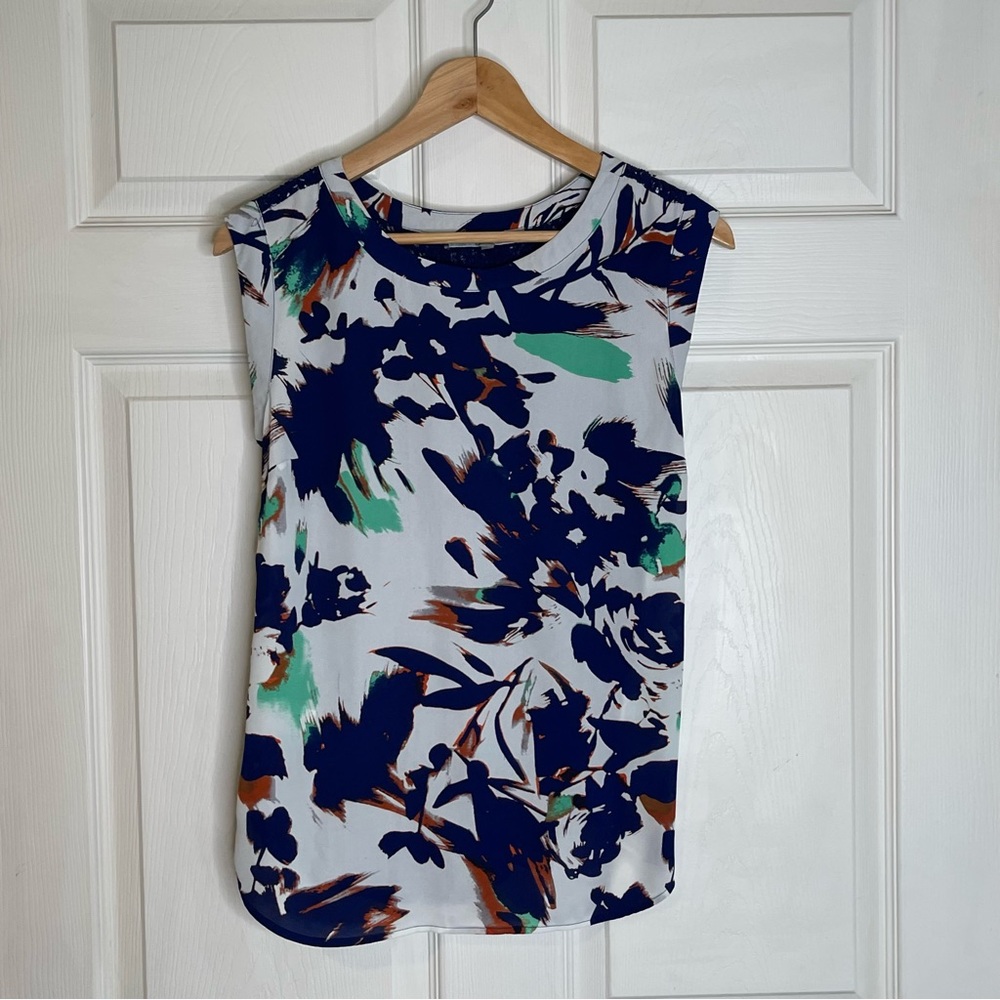 Daniel Rainn Navy and Teal Abstract Tank Top